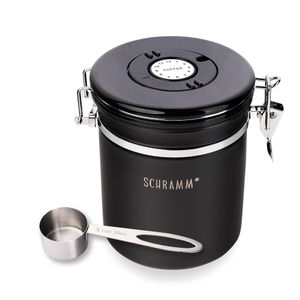 Schramm® Kaffeedose 1500 ml in 10 Farben mit Dosierlöffel Höhe: 15cm Kaffeedosen Kaffeebehälter aus Edelstahl , Farbe:schwarz