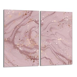 Herdabdeckplatten 2 teilig 30x52 Ceranfeld Abdeckung Glas, Marmor Rosa