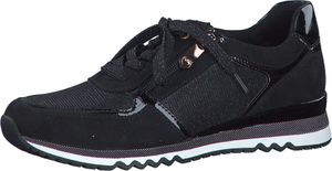 MARCO TOZZI Damen Sneaker Halbschuh Schnürer Glitzer Reißverschluss 2-23749-41, Größe:38 EU, Farbe:Schwarz