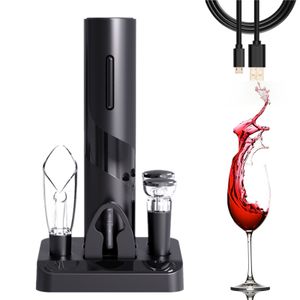Elektrischer Flaschenöffner Korkenzieher Set mit Folienschneider, Weinbelüfter-Ausgießer, Vakuumverschlüsse, wiederverwendbare Weinöffner-Set
