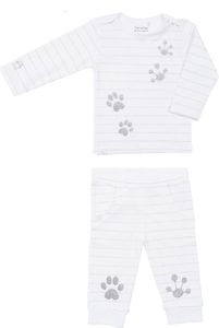 Frogs & Dogs - Mutterschaftsgeschenk - 2 Stück - Baby - Mädchen - Hose + Glücksshirt - Glitzer - weiß gestreift - Größe 62