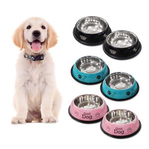 Aigostar Edelstahl-Hundenäpfe, 6 Packung Hundefutter und Wasser Schüssel Multifunktionale Anti-Rutsch-Kleintier-Futterschalen mit Anti-Rutsch-Gummi-Basen （ rosa)