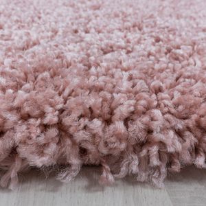 Teppium Hochflor Teppich Wohnzimmerteppich Rund Shaggy Soft Weich Rund, Farbe:Rosa, Maße:120 cm x 120 cm Rund, Form: Rund