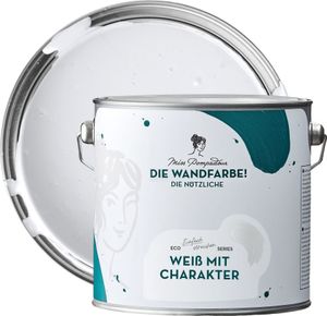 MissPompadour abwaschbare Wandfarbe Weiß mit Charakter 2,5L - hohe Deckkraft - matte, scheuerbeständige Innenfarbe - geruchsarm, wasserbasiert, ergiebig - Die Nützliche