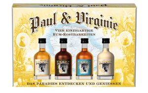 PAUL & VIRGINIE Rum-Box / 4 einzigartige Rum Kostbarkeiten (4x0,05L = 0,2L) Alc. 15% & 40% vol.