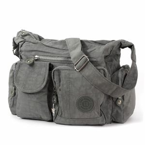 Bag Street Nylon Tasche Damenhandtasche Schultertasche grau 30x12x22 OTJ205K