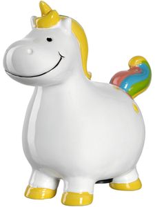 Leonardo Bambini Einhorn Spardose, Keramik Sparschwein mit Schlüssel, Geschenk für Kinder, Jungen Mädchen, 14 cm, weiß bunt, 039195