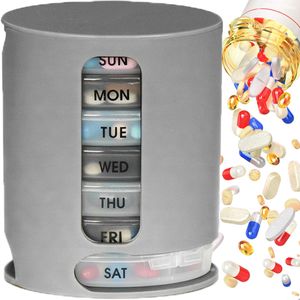 Retoo Tablettenbox 7 Tage Morgens Mittags Abends Nachts 4 Fächer, Pillenbox, Pillendose, Tablettendose, Medikamentenbox, Supplement Box, Medikamentendosierer zur Aufbewahrung von Tabletten, Grau