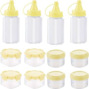 Mini Squeeze Flaschen 12er Set, Quetschflasche, Salatdressing Behälter, Outdoor Picknick Grill Gewürzflaschen, Gewürzbox, Gelb