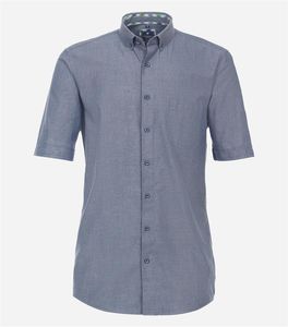 REDMOND Casual Herren Freizeithemd Kurzarm Button-Down-Kragen Modern Fit Baumwolle Dunkelblau uni/kariert XXL