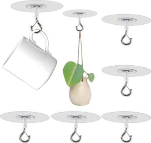 Beautigeir 6 Stück Deckenhaken, Haken Selbstklebend, Ohne Bohren Handtuchhaken, Transparent Haken Wasserdicht Wandhaken