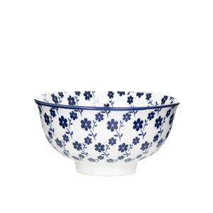 Servierschale Servierschüssel Schüssel Salatschüssel NAVIA Schale zum Überbacken navy blau mit Blumen 12 cm HOMLA