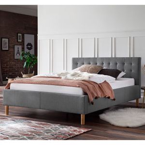 Meise Möbel Polsterbett Malin - Größen und Farbe wählbar, Größe:140x200 cm, Stoffe:Stoff hellgrau