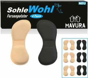 MAVURA Heel Pad SoleWell Premium Heel Pad Heel cushion Heel protection, Heel holder Shoe cushion Heel pad [6 párov]