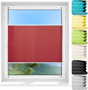 Plissee Faltrollo Magic moderner Sichtschutz Fensterrollo ohne Bohren Dunkelrot 100x100 cm