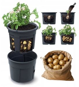 Topf für den Kartoffelanbau 28L Kartoffelerzeuger Pflanztopf für Kartoffelpflanzen Blumentopf Kunststoff Rund 31,6 cm Höhe