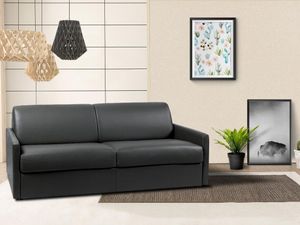 Schlafsofa 4-Sitzer - Liegefläche: 160 cm - Matratzenhöhe: 14 cm - Kunstleder - Schwarz - CALIFE
