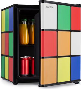 Klarstein Solve – mini chladnička, minibar, termoelektrický chladiaci systém, objem 48 litrov, mechanické otočné ovládanie, chladenie 0 až 10 °C, čierna/farebná