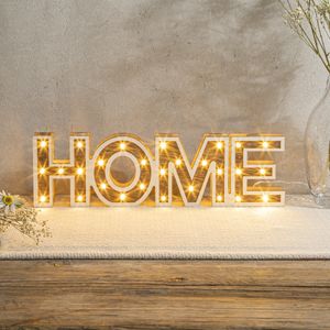 XL Deko-Schriftzug „Home“ aus Holz mit 28 warm-weiße LED | 38 x 11 x 3cm | Batteriebetrieben