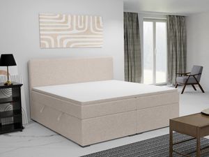 FEDVE Boxspringbett Schlafzimmerbett KANTON mit 2 Bettkästen, Doppelbett mit Bonell-Matratze und Topper 200x200