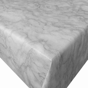 PVC Tischdecke Marmor grau Wachstuch - Eckig - Länge & Breite wählbar- abwaschbare Tischdecke - Carrara Granit weiss , Größe:140 x 220 cm