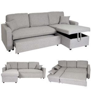 Ecksofa mit Bettkasten HWC-L17, Couch Sofa L-Form, Liegefläche Nosagfederung 228cm  grau