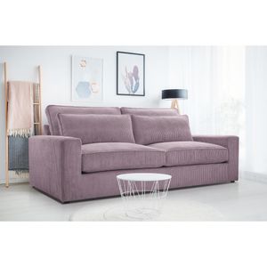 Sofa Como 221 cm Polstersofa aus Velours im modernes Stil Wellenfedern Wohnzimmer Couch, Stoff: lincoln 61 - rosa