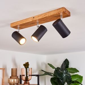 »Godo« Deckenlampe aus Metall in Schwarz und Holz