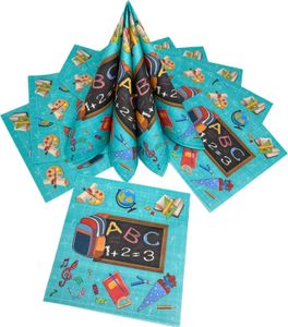 Oblique Unique 20 Servietten türkis für Schuleinführung Schulanfang Einschulung Deko ABC Zuckertüte 1 + 2 = 3 Motiv
