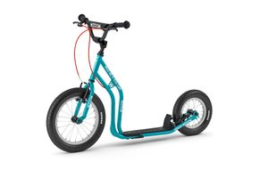 Yedoo Wzoom Kinder Roller Scooter Tretroller - für Kinder ab 6 Jahre, mit Luftreifen 16/12, Reflexelementen und verstellbarem Lenker Blau