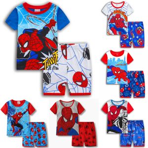 Kinder Jungen Spiderman Superheld Pyjama Sets Outfits Nachtwäsche Nachtwäsche Babyschlafanzug  # Blau + Weiß 4-5 Jahre