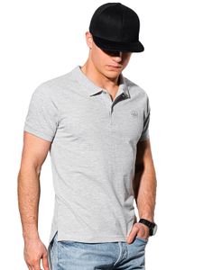 Ombre Herren Poloshirt T-shirt Polo Top Polohemd Kragen Kurzarm Einfarbig Casual Sportlisch Modish für Männer 100% Baumwolle 16 Farben S-XXL Hellgrau L