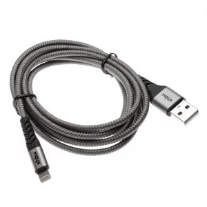 vhbw Lightning auf USB Typ A kompatibel mit Apple iPod Touch 6. Generation iOS-Gerät - Datenkabel 2in1 Ladekabel schwarz / grau 180cm