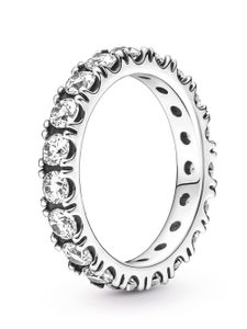 Pandora Ring 190050c01 Sparkling Row Eternity Sterling Silber 925 funkelnde Zirkonia Memoire Alliance Ring Iced out  17