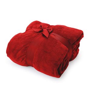 AD.CON Televízna deka z mikrovlákna s rukávmi a vreckami, deka na maznanie, obývacia deka, deka na pohovku, deka na gauč z mikrovlákna 150 × 180 cm, červená