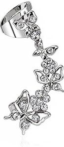 Ohrstecker Ohrklemme Ohrring Helix Cartilage Ear Cuff Schmetterling Blume Zirkonia silber links