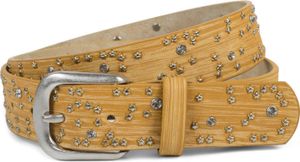 styleBREAKER Damen Gürtel mit Sternchen Nieten und Strass, Oberfläche in Pinselstrich Optik, Vintage Nietengürtel, kürzbar 03010096