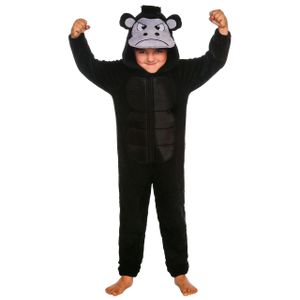Gorilla-Fleece-Schlafanzug einteilig, Kinder-Onesie mit Kapuze 5-6 Jahre