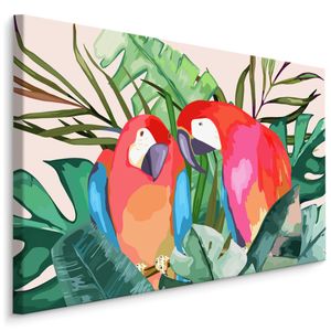 Fabelhafte Canvas LEINWAND BILDER 120x80 cm XXL Kunstdruck Natur Papagei Blätter