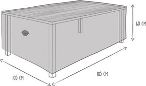 Perel Schutzhülle für Gartentisch, Taupe, rechteckig, 185 cm x 105 cm x 60 cm