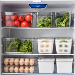 CRELIV Korbeinsatz für Kühlschrank>> Kühlschrank Organizer mit Deckel, 4er-Set >> Kühlschrankbox, Aufbewahrungskorb, Aufbewahrungsbox stapelbar, BPA Frei, Organizer mit Deckel