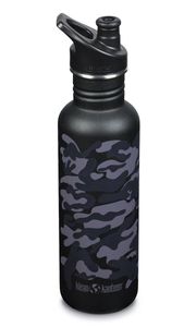 800ml Kanteen®Classic (Sport Cap) Black Schwarz Camo Edelstahltrinflasche