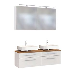 Doppel-Waschplatz 120 cm Set inkl. LED-Spiegelschrank TAREE-03 in matt weiß