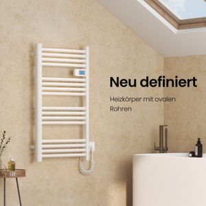 EMKE Elektrischer Handtuchtrockner, Weiß, Heizkörper 960x540mm Elektrisch Handtuchwärmer mit 500W Trockener Heizdraht und timing