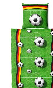 Microfaser Bettwäsche Set Fußballfeld Fußball in 135x200 cm mit Reißverschluss, 4021202