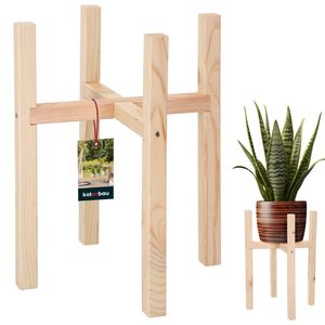 KOTARBAU® Blumenständer Holz natural Kreuz 29 x 29 x 38 cm Pflanzenständer Holz Blumenständer Plant Stand Blumentopfständer für innen Blumentopfregal Blumentopf Ständer Holz