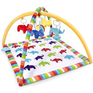 Baby Krabbeldecke mit Spielbogen, Erlebnisdecke Aktivitätsmatte Spielmatte für Babys, Fitness Spieldecke mit 5 abnehmbaren Spielzeugen, Elefant