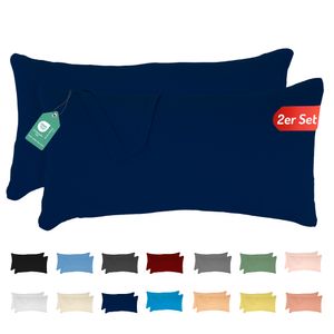 Jersey Kissenbezug 2er Set 40x60 cm 100% Baumwolle Dunkelblau