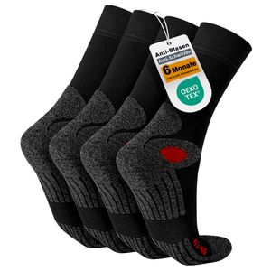 Celodoro 4 Paar Wandersocken, Arbeitssocken & Sportsocken (43-46, schwarz/rot) - verstärkte Unisex Socken für Damen & Herren - atmungsaktive Anti-Schweiß Funktionssocken für Sport, Wandern, Arbeit