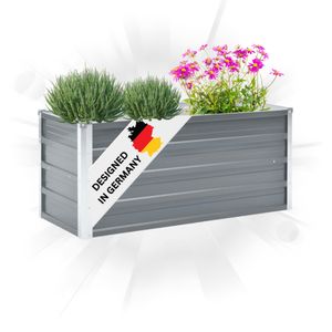 DELUKE® Hochbeet für Garten OSKAR Grau | 100x40x45cm | Verzinkter Stahl | Wetterfest | Gartenbeet Kräuterbeet Blumenbeet Beet hoch Frühbeet für Garten Gemüsebeet